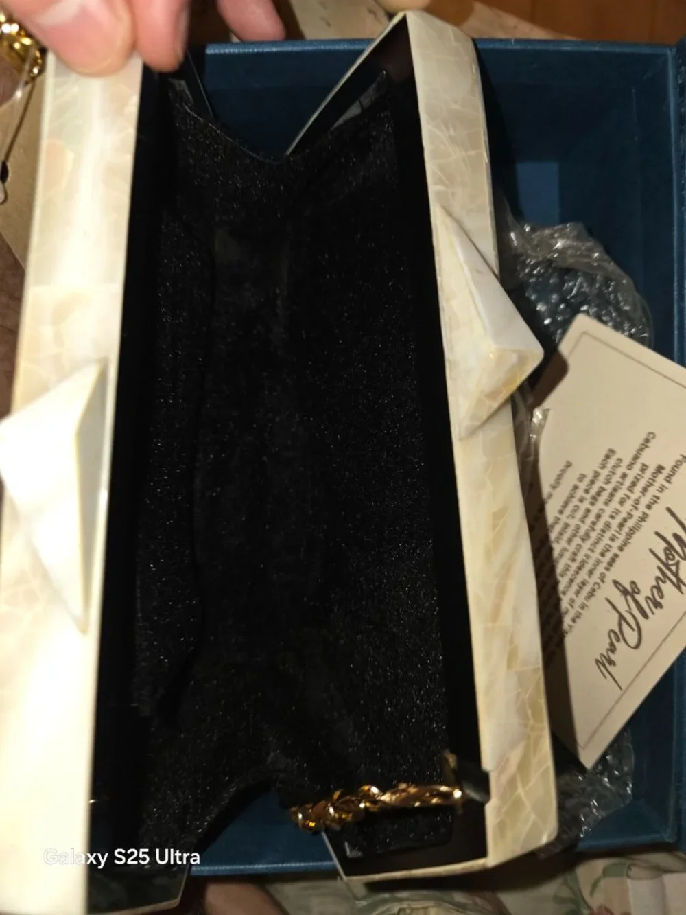 Brand New Kultura Handcrafted Mother of Pearl Mosaic Evening Clutch